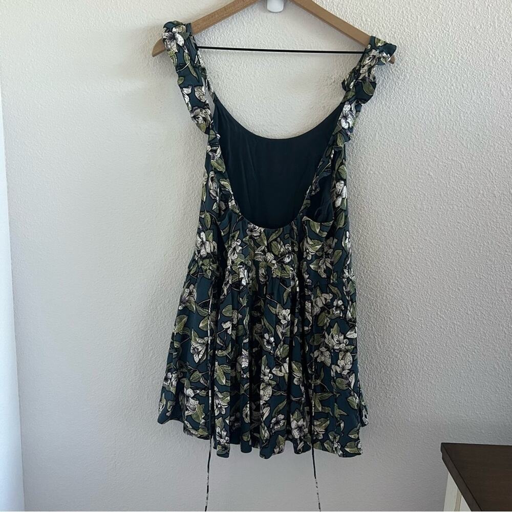 Free People Floral Green Mini Dress Tunic Top XS - Picture 2 of 10